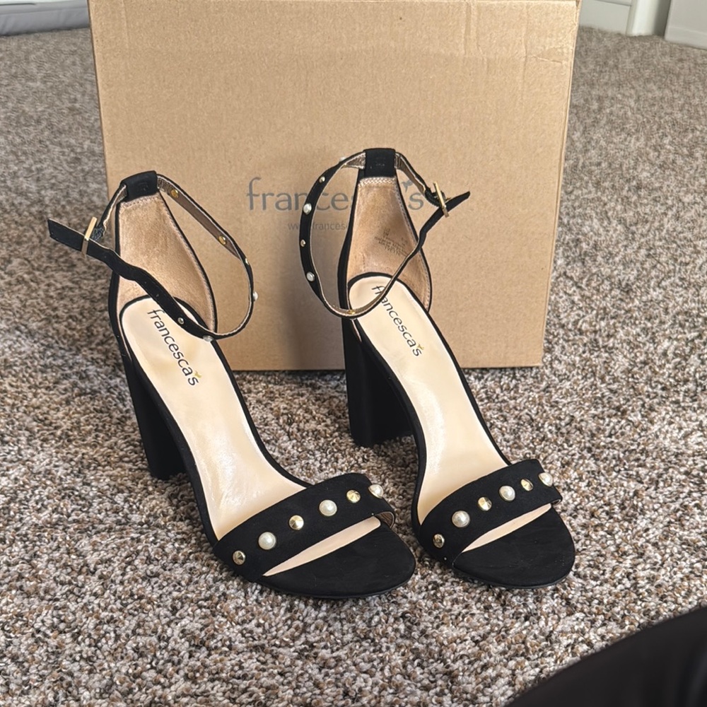 Francesca's Collections Black Studded Heels Medium Height